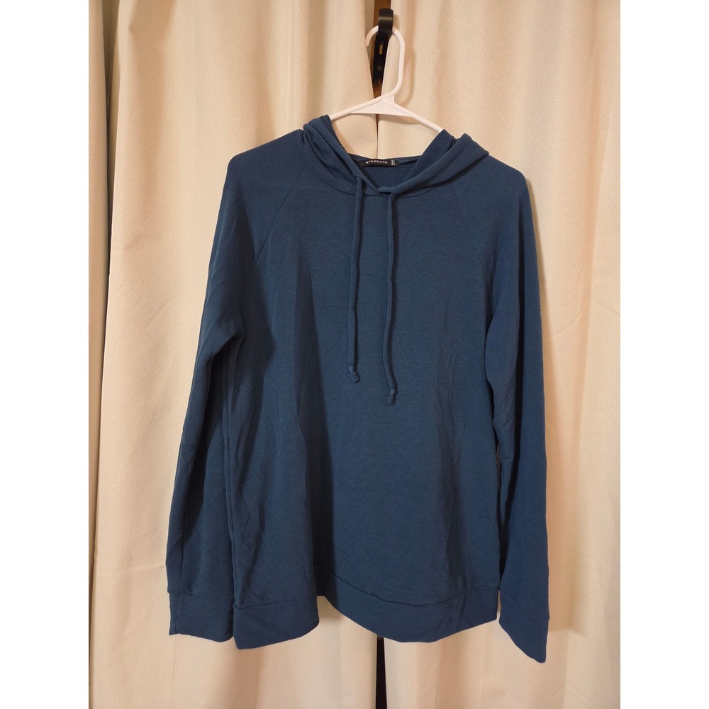 Staccato Womens Teal Blue Long Sleeve Hooded Pullover Sweater Size L 17840F-ST